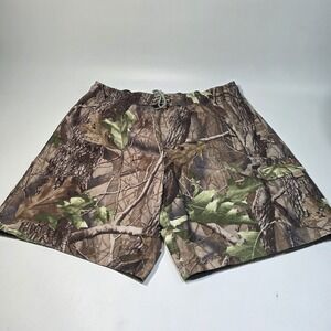 Realtree Mens Swim Shorts Trunks Size L Camouflage Leaves Camo Green & Brown